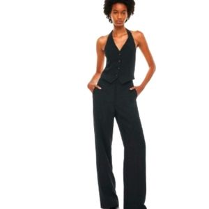 Aritzia Wilfred  high-rise wide-leg pants black Alanya trouser crepe Pant 10